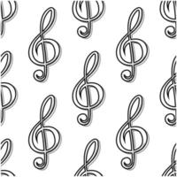 Outline seamless pattern with musical clefs vector