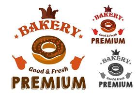 Pastry emblem with glazed doughnut and text vector