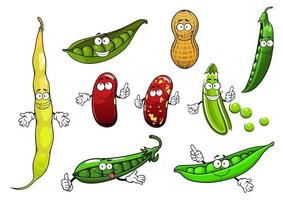 Cartoon isolated peas, beans and peanut vector