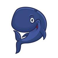 Cartoon smiling blue sperm whale character vector