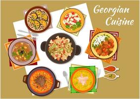 Georgian cuisine traditional rustic dinner icon vector