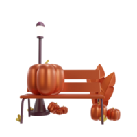 Calabaza de podio dorado 3d con silla png