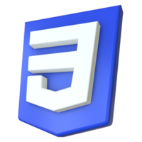 Stylized 3D CSS Icon Side View png