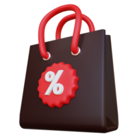 Stylized 3D Discount Bag Illustration for Black Friday Promotion png