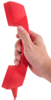 Hand holding red phone urgent call for you isolated png