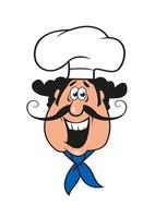 caricatura, bigotudo, italiano, chef, en, cocinero, gorra vector