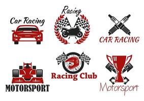 Motorsport and racing sport icons vector