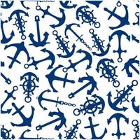 Nautical anchors, helms, chains seamless pattern vector