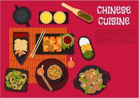 Spicy dinner with north chinese cuisine dishes vector