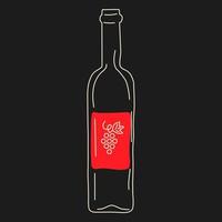 Bottle of wine . Vector in cartoon style. All elements are isolated