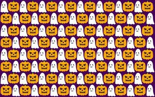 Halloween seamless pattern design with ghost and pumpkin vector