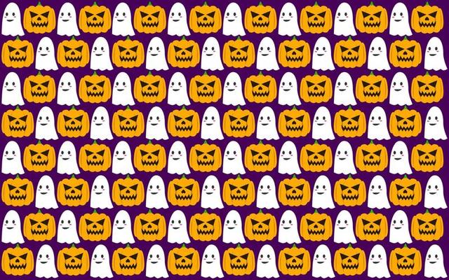 Halloween seamless pattern design with ghost and pumpkin