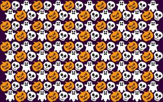Halloween seamless pattern design with ghost, skull and pumpkin vector