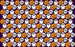 Halloween seamless pattern design with ghost, skull and pumpkin vector