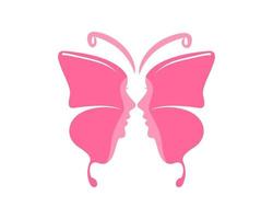 mariposa rosa con cara adentro vector