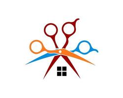 Home shape with scissor on it vector