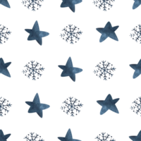 patrón impecable con estrellas azules y copos de nieve, para las vacaciones de invierno. png