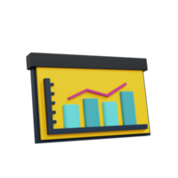 Gráfico de barras 3d con ilustración de estadísticas de crecimiento. icono de diagrama para presentación de negocios. foto realista y de alta resolución. -Representación 3d png
