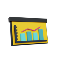 Graphique à barres 3d avec illustration statistique de croissance. icône de diagramme pour la présentation de l'entreprise. photo réaliste et haute résolution. -rendu 3d png