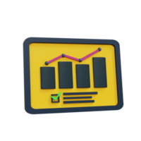 3d Bar Chart in tablet gadget Illustration. Diagram icon for business presentation . Realistic and high resolution photo. -3D rendering png