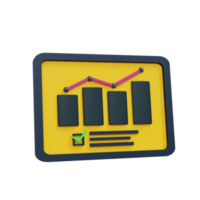 Gráfico de barras 3d en la ilustración del gadget de la tableta. icono de diagrama para presentación de negocios. foto realista y de alta resolución. -Representación 3d png