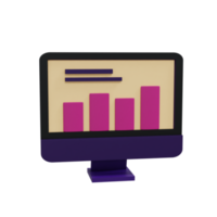 3d Bar Chart in computer monitor Illustration. Diagram icon for business presentation . Realistic and high resolution photo. -3D rendering png