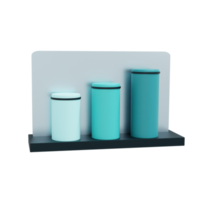 3d Bar Chart illustration in green colour. Diagram icon for business presentation . Realistic and high resolution photo. -3D rendering png