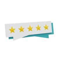 3D 5 Star rating comment illustration, Realistic and high resolution photo. -3D rendering png