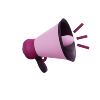 3D Pink megaphone icon illustration, Realistic and high resolution photo. -3D rendering png