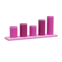 3d Cylinder Bar Chart illustration in pink colour. Diagram icon for business presentation . Realistic and high resolution photo. -3D rendering png