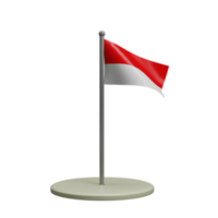 3d minimalistisk indonesiska flagga med realistisk rendering png