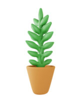 Planta decorativa 3D em estilo claymation, imagem isolada e fácil de usar. imagem renderizada de alta qualidade. - renderização em 3D png