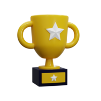 3D Trophy cup icon isolated in white background. -3D rendering png