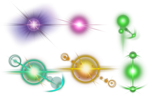 Set of colorful transparent light lens flares, Realistic burst of light collection, Coloured lights collection png