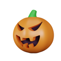 3d tolkning pumpa läskigt halloween ikon png