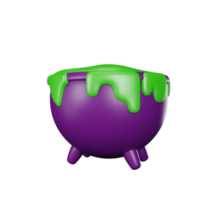 Chaudron magique de rendu 3d icône halloween png