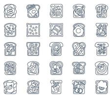 toast toppings, bread slices Toast toppings icon set vector