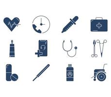 conjunto de iconos de hospital y médico vector