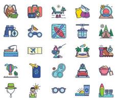 Vacation and Travel, summer holiday trip icon set vector