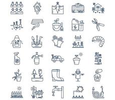 Gardening and farming, cultivation of plant icon set vector