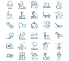 Gardening and farming, cultivation of plant icon set vector