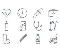 conjunto de iconos de hospital y médico vector