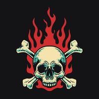 Skull Fire Retro vector Illustration