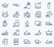 tea pot set and herbal tea, tea cup icon set vector