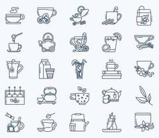 tea pot set and herbal tea, tea cup icon set vector