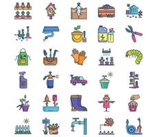 Gardening and farming, cultivation of plant icon set vector