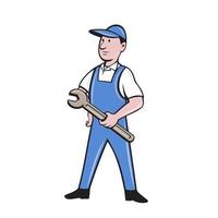 Repairman Holding Spanner Cartoon vector