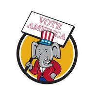 elefante republicano mascota votar américa círculo dibujos animados vector