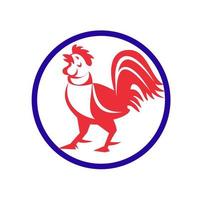 Chicken Rooster Crowing Circle Retro vector