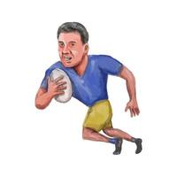 Rugby Player Running Ball Caricature vector